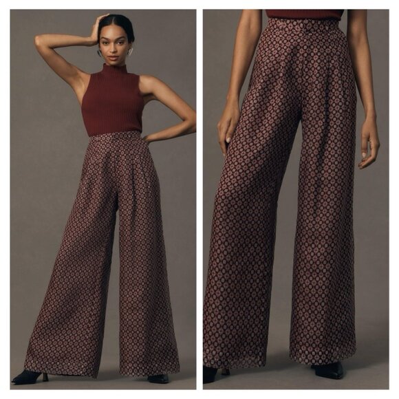 Anthropologie Pants - NWT ANTHROPOLOGIE The Avery Pleated Wide-Leg Trousers Silk Edition Size 8